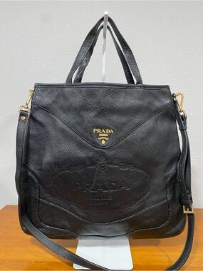 Black Pebbled Leather Tote